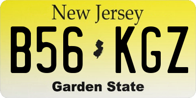 NJ license plate B56KGZ