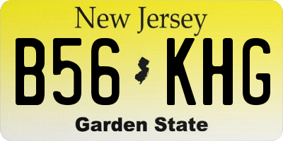 NJ license plate B56KHG