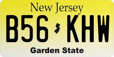 NJ license plate B56KHW