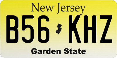 NJ license plate B56KHZ