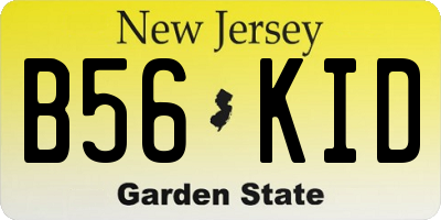 NJ license plate B56KID