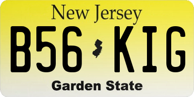 NJ license plate B56KIG