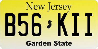 NJ license plate B56KII