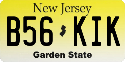 NJ license plate B56KIK