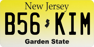 NJ license plate B56KIM