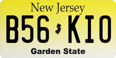 NJ license plate B56KIO