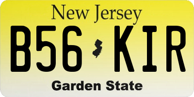 NJ license plate B56KIR