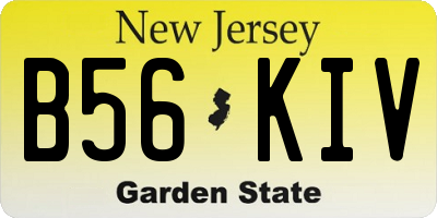 NJ license plate B56KIV