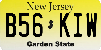 NJ license plate B56KIW
