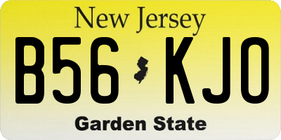 NJ license plate B56KJO