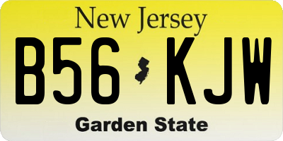 NJ license plate B56KJW