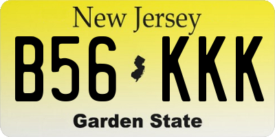 NJ license plate B56KKK