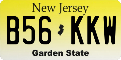 NJ license plate B56KKW