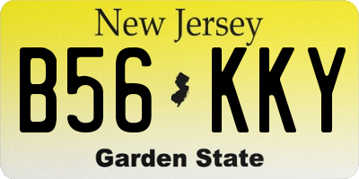 NJ license plate B56KKY