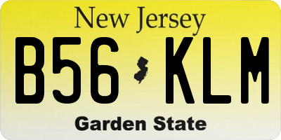 NJ license plate B56KLM