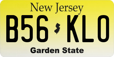 NJ license plate B56KLO