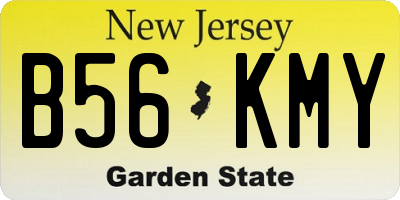 NJ license plate B56KMY