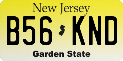 NJ license plate B56KND
