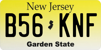 NJ license plate B56KNF
