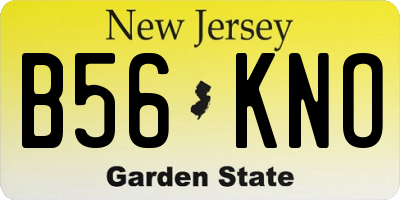 NJ license plate B56KNO