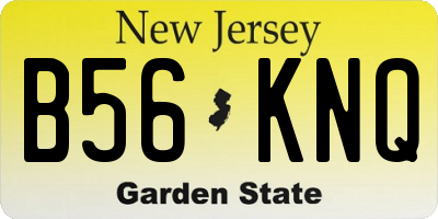 NJ license plate B56KNQ