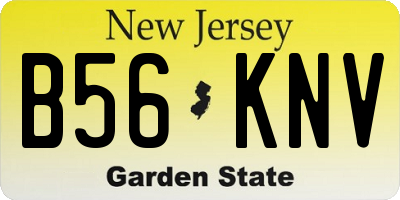 NJ license plate B56KNV