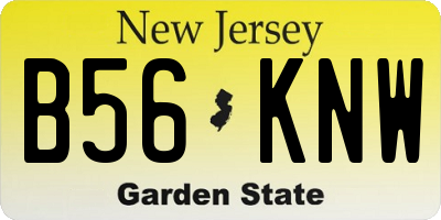 NJ license plate B56KNW