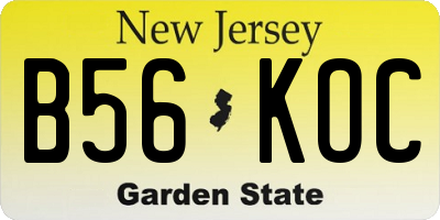 NJ license plate B56KOC