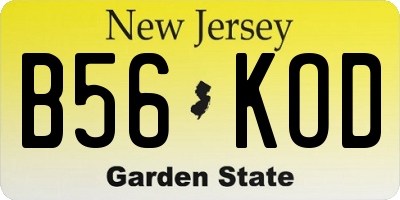 NJ license plate B56KOD
