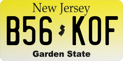 NJ license plate B56KOF