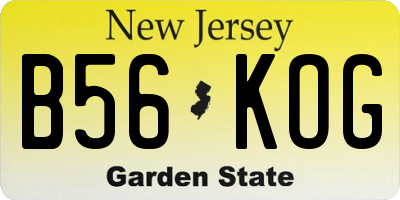 NJ license plate B56KOG