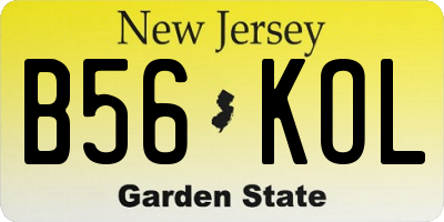 NJ license plate B56KOL