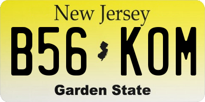NJ license plate B56KOM