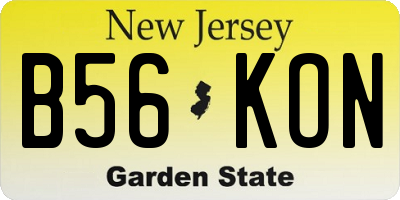 NJ license plate B56KON