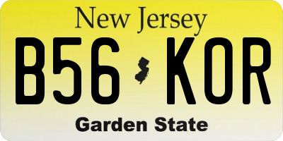 NJ license plate B56KOR