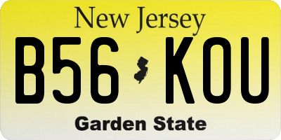 NJ license plate B56KOU
