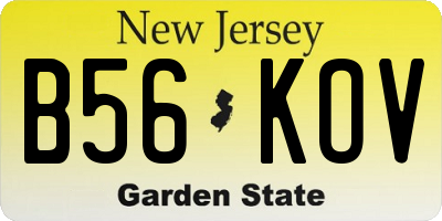 NJ license plate B56KOV