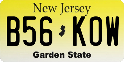 NJ license plate B56KOW