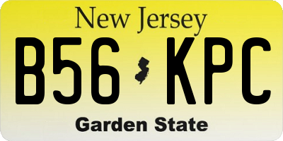 NJ license plate B56KPC