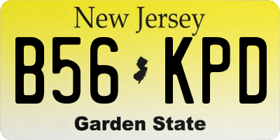 NJ license plate B56KPD
