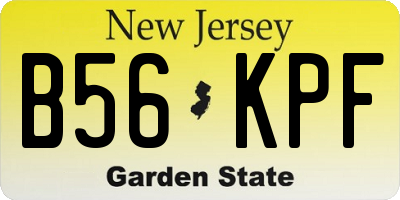NJ license plate B56KPF