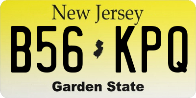 NJ license plate B56KPQ