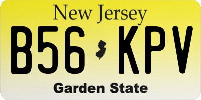 NJ license plate B56KPV