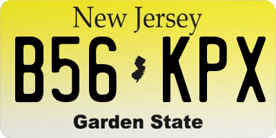 NJ license plate B56KPX