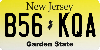NJ license plate B56KQA