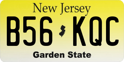 NJ license plate B56KQC