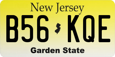 NJ license plate B56KQE