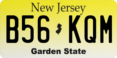 NJ license plate B56KQM