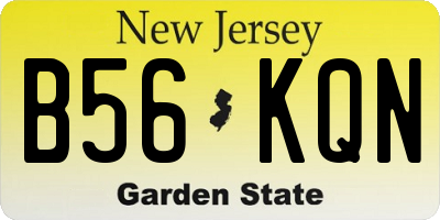 NJ license plate B56KQN