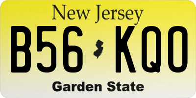 NJ license plate B56KQO
